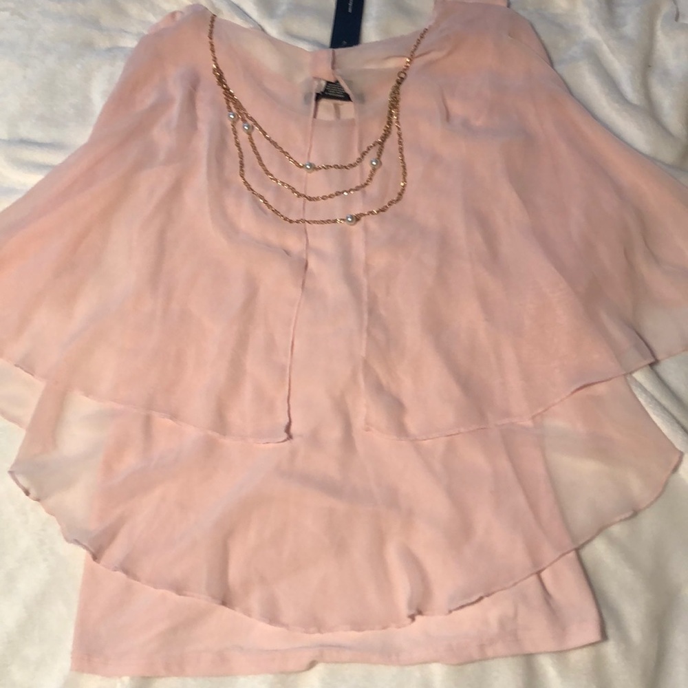 Pink Layered blouse with necklace